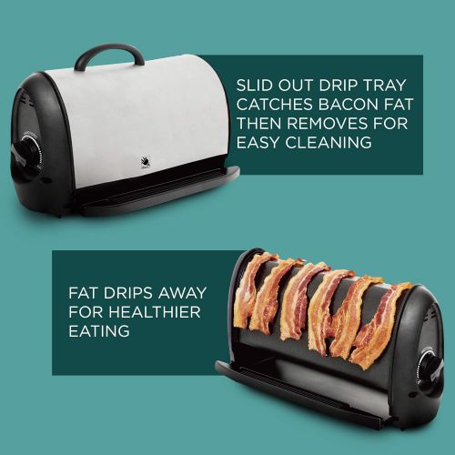  [아마존베스트]J-Jati Bacon cooker Maker Crispy Bacon Grill Non-Stick Crispy Bacon Home Bacon Maker Breakfast Crispy Bacon 6 strips bacon maker Black Removable Drip tray Bacon Cooker