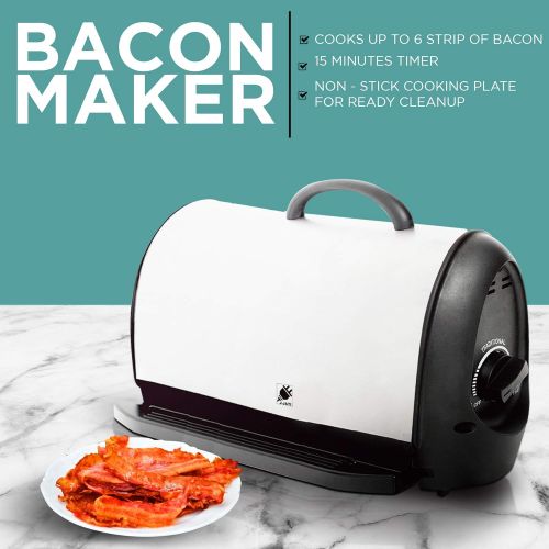  [아마존베스트]J-Jati Bacon cooker Maker Crispy Bacon Grill Non-Stick Crispy Bacon Home Bacon Maker Breakfast Crispy Bacon 6 strips bacon maker Black Removable Drip tray Bacon Cooker