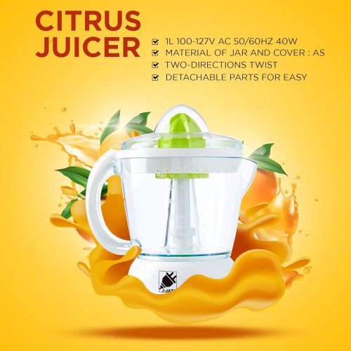  [아마존베스트]J-Jati Citrus Juicer Extractor: Compact Juicer for Healthy Juice, Oranges, Lemons, Limes, Grapefruit & other Citrus Fruit with Easy Pour Spout + 32 oz Pitcher White