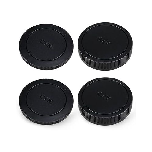  JJC 2-Pack Body Cap and Rear Lens Cap Cover Kit for Canon EOS M50 M50 Mark II M5 M6 M6 Mark II M200 M100 M10 M3 M2 M and More Canon EF-M Mount Mirrorless Camera and Lens