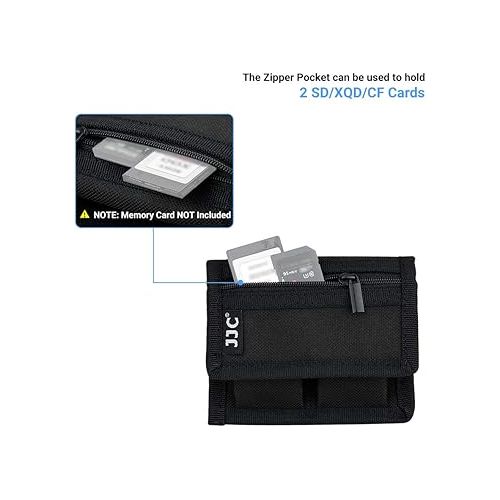  (3 Pockets) DSLR Battery and Memory Card Holder Pouch,Camera Battery and SD CF XQD Card Storage Case for AA Battery and LP-E6 LP-E10 LP-E12 LP-E17 EN-EL14 EN-EL15 NP-FW50 NP-F550 NP-FZ100 Battery