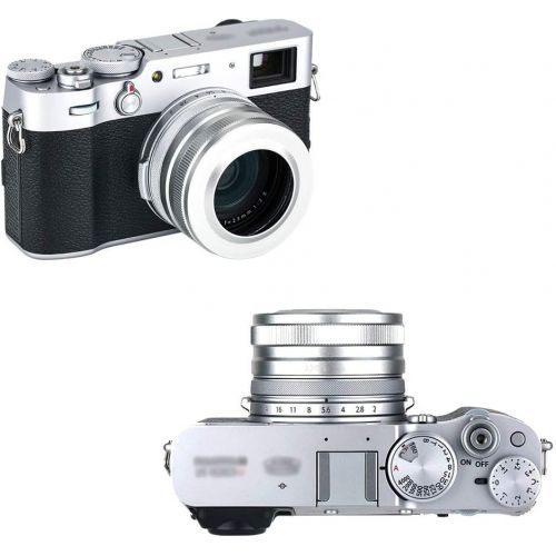  JJC UV Filter & Lens Hood Kit for Fujifilm Fuji X100V X100F X100T X100S X100 Allow to Mount Original Ring & Lens Cap -Silver