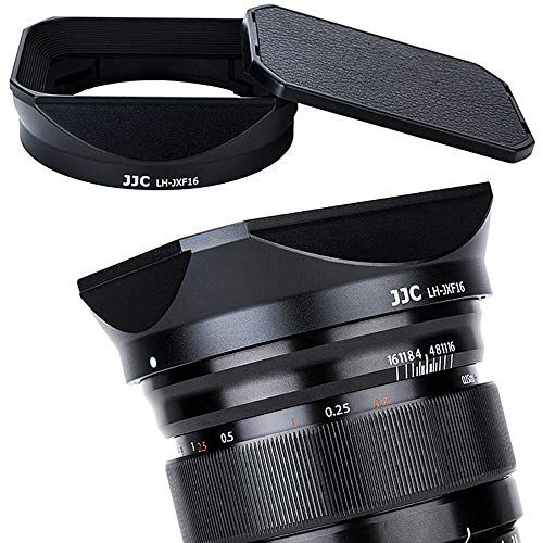  JJC Bayonet Square Metal Lens Hood Shade w/Hood Cap Protector Replace Fuji LH-XF16 for Fujifilm Fujinon XF 16mm F1.4 R WR Lens on Camera X-H1 X-Pro3 X-Pro2 X-Pro1 X-T4 X-T3 X-T2 X-T1 X