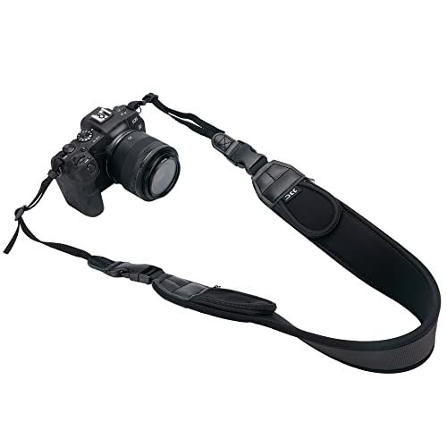  JJC 0.28 Padded Soft Camera Shoulder Neck Strap Belt with Adjustable Quick Release & Zipped Pockets for Canon EOS R5 R6 Rp R Rebel T7 T8i T7i SL3 90D 77D 5D Mark IV 6DM2 for Nikon Z6 Z