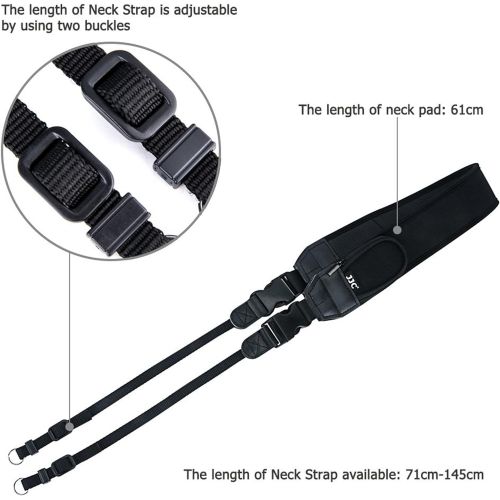  JJC 0.28 Padded Soft Camera Shoulder Neck Strap Belt with Adjustable Quick Release & Zipped Pockets for Canon EOS R5 R6 Rp R Rebel T7 T8i T7i SL3 90D 77D 5D Mark IV 6DM2 for Nikon Z6 Z