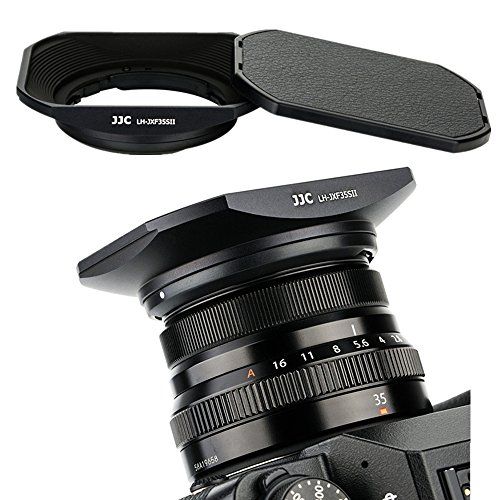  JJC Black Square Metal Lens Hood Shade w/Cover Cap for Fujifilm Fujinon XC 35mm F2 & XF 23mm / 35mm F2 R WR Lens on X-Pro3 X-Pro2 X-Pro1 X-T4 X-T3 X-T2 X-T1 X-T30 X-T20 X-T10 X-E3 Repl