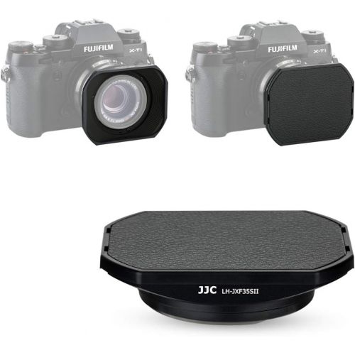  JJC Black Square Metal Lens Hood Shade w/Cover Cap for Fujifilm Fujinon XC 35mm F2 & XF 23mm / 35mm F2 R WR Lens on X-Pro3 X-Pro2 X-Pro1 X-T4 X-T3 X-T2 X-T1 X-T30 X-T20 X-T10 X-E3 Repl