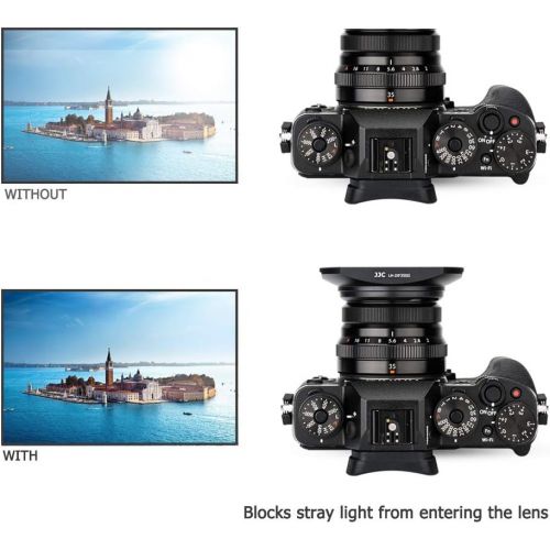  JJC Black Square Metal Lens Hood Shade w/Cover Cap for Fujifilm Fujinon XC 35mm F2 & XF 23mm / 35mm F2 R WR Lens on X-Pro3 X-Pro2 X-Pro1 X-T4 X-T3 X-T2 X-T1 X-T30 X-T20 X-T10 X-E3 Repl