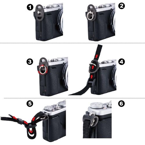  JJC 2 Pairs Camera Strap Eyelet Split O Ring & Leather Cover Piece for A6600 A6500 A6400 A6300 A6100 A6000 A7RIV A7RIII A7II A7S A9 X-E4 X-T4 X-T3 X-T30 X-Pro3 X-S10 X100V Z7II Z6I