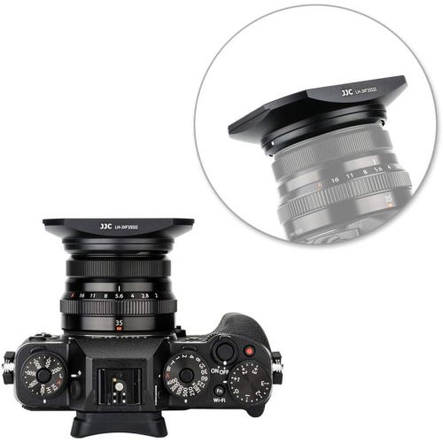  Camera Lens Hood JJC Bayonet Hood Shade for Fuji Fujifilm FUJINON XF 35mm F2 R WR & XF 23mm F2 R WR & XC 35mm F2 Lens Replace Fujifilm LH-XF35-2 Hood with a Hood Cap