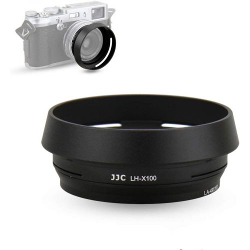  JJC LH-X100 Lens Hood Sun Shade with 49mm Filter Adapter Ring for Fuji Fujifilm X100V X100F X100T X100S X100 Digital Camera, Metal Material and Black Color