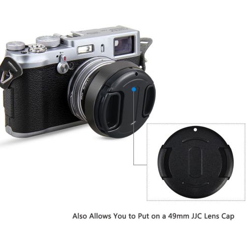  JJC LH-X100 Lens Hood Sun Shade with 49mm Filter Adapter Ring for Fuji Fujifilm X100V X100F X100T X100S X100 Digital Camera, Metal Material and Black Color