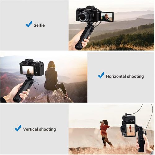  JJC Handheld Shooting Grip and Mini Tabletop Tripod with Remote Function for Fujifilm Fuji X-T30 II X-S10 X-T200 X-T100 X-T4 X-T3 X-T30 X-T20 X-E4 X-E3 X-100V GFX 50S GFX 100S Replaces