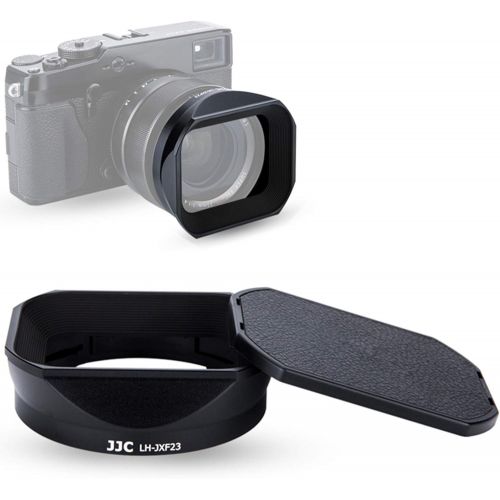  JJC Square Metal Lens Hood w/Hood Cap Replace Fuji LH-XF23 for Fujifilm Fujinon XF 23mm F1.4 R & XF 56mm F1.2 R (APD) Lens on Camera X-S10 X-E4 X-T4 X-T3 X-T2 X-T1 X-Pro3 X-Pro2 X-Pro1