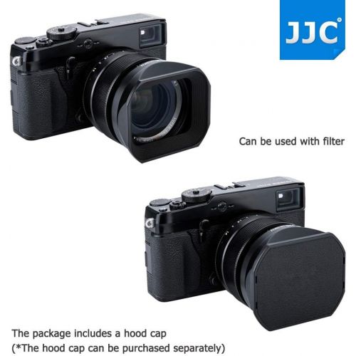  JJC Square Metal Lens Hood w/Hood Cap Replace Fuji LH-XF23 for Fujifilm Fujinon XF 23mm F1.4 R & XF 56mm F1.2 R (APD) Lens on Camera X-S10 X-E4 X-T4 X-T3 X-T2 X-T1 X-Pro3 X-Pro2 X-Pro1