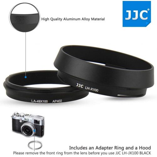  JJC Metal Lens Hood Shade Protector with 49mm Filter Adapter Ring for Fujifilm Fuji X100V X100F X100T X100S X100 X70 Replaces Fujifilm LH-X100 Lens Hood & AR-X100 Filter Adapter Ri