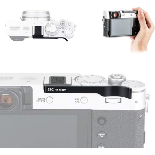  JJC Metal Thumbs Up Grip for Fuji Fujifilm X100V X100F & X-E3 with Hot Shoe Cover Protector Not Interfere with Controls of Camera -Black