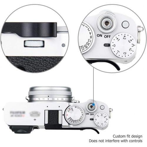  JJC Metal Thumbs Up Grip for Fuji Fujifilm X100V X100F & X-E3 with Hot Shoe Cover Protector Not Interfere with Controls of Camera -Black