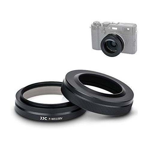  JJC UV Filter & Lens Hood Kit for Fujifilm Fuji X100V X100F X100T X100S X100 Allow to Mount Original Ring & Lens Cap -Black