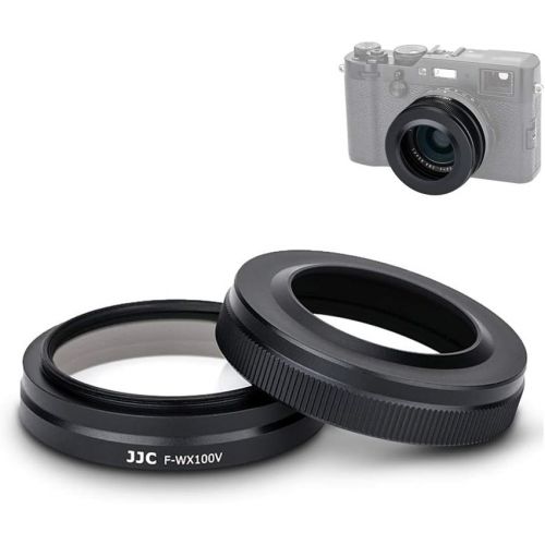  JJC UV Filter & Lens Hood Kit for Fujifilm Fuji X100V X100F X100T X100S X100 Allow to Mount Original Ring & Lens Cap -Black