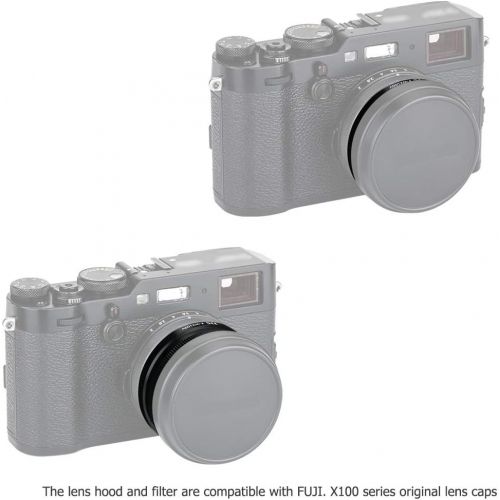  JJC UV Filter & Lens Hood Kit for Fujifilm Fuji X100V X100F X100T X100S X100 Allow to Mount Original Ring & Lens Cap -Black