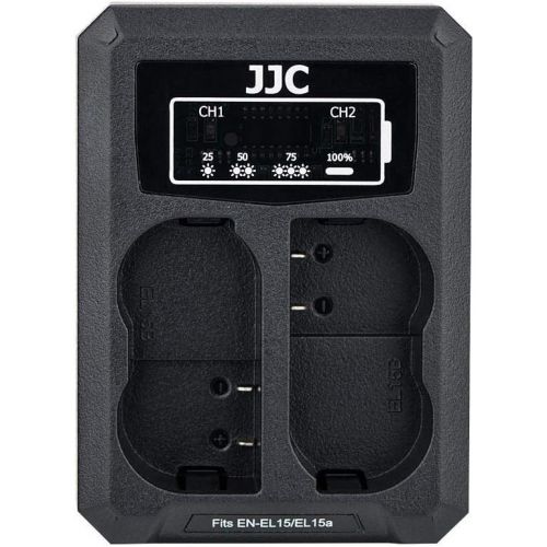  JJC EN-EL15 Battery Charger USB Dual Slot for Nikon Z5 Z6 Z7 Z6II Z7II D850 D780 D750 D610 D600 D500 D7500 D7200 D7100 D7000 D810A D810 D800E D800 Cameras