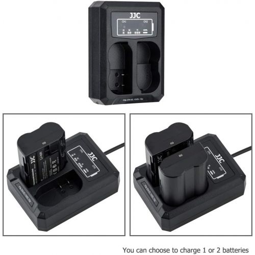  JJC EN-EL15 Battery Charger USB Dual Slot for Nikon Z5 Z6 Z7 Z6II Z7II D850 D780 D750 D610 D600 D500 D7500 D7200 D7100 D7000 D810A D810 D800E D800 Cameras