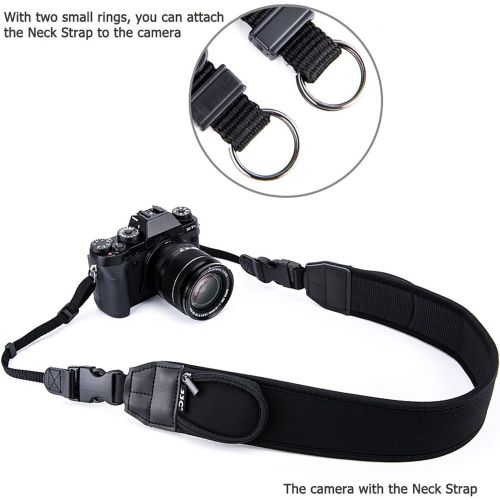  JJC 0.28 Padded Soft Camera Shoulder Neck Strap Belt with Adjustable Quick Release & Zipped Pockets for Canon EOS R3 R5 C R5C R6 Rp R Rebel T7 T8i T7i SL3 90D 5D Mark IV 6DM2 for Nikon