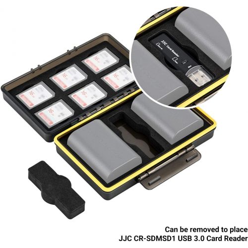  JJC Camera Battery and SD Card Case, Water-Resistant & Shockproof,6 SD Card and 2 Battery Storage Case for Canon LP-E6 LP-E6N,Suitable for Canon EOS R5 R6 5D Mark IV III II 80D 70D