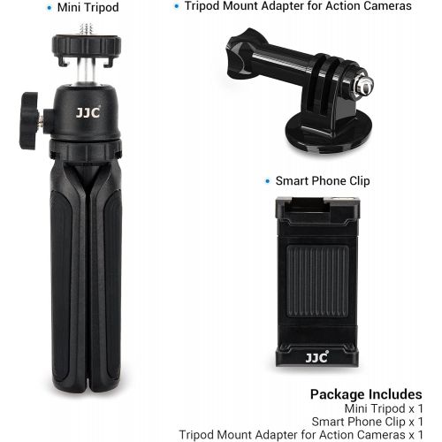  JJC Extendable Camera Mini Tripod, 3 Sections 360°Pan and 90°Tilt Selfie Stick Tripod for Canon G7X Mark III Sony ZV-1 RX100 VII Action Camera Gopro Hero 9/8/7/6 Black DJI Osmo Action