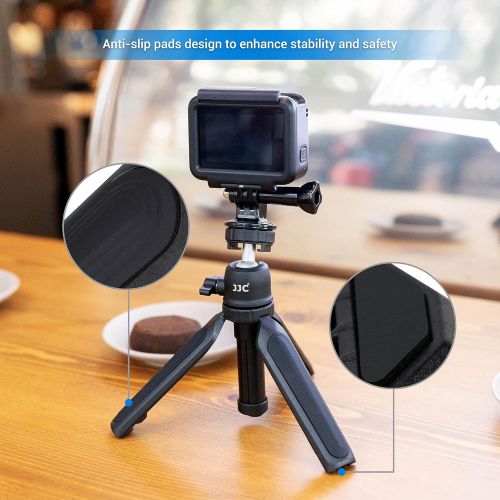  JJC Extendable Camera Mini Tripod, 3 Sections 360°Pan and 90°Tilt Selfie Stick Tripod for Canon G7X Mark III Sony ZV-1 RX100 VII Action Camera Gopro Hero 9/8/7/6 Black DJI Osmo Action