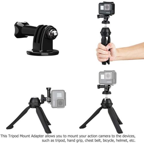  JJC Mini Tabletop Tripod Stand and Handle Grip for GoPro Hero 10 9 8 7 DJI Osmo Insta360 AKASO Action Camera, iPhone Android Samsung Phone, Compact DSLR Mirrorless Digital Vlog Cam