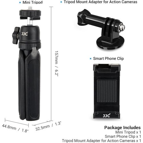  JJC 2 in 1 Selfie Stick Extension Pole and Extendable Mini Tripod for GoPro Hero 10 9 8 7 DJI Osmo AKASO Insta360 Action Camera, iPhone Android Samsung Phone, Compact Vlog Camera,