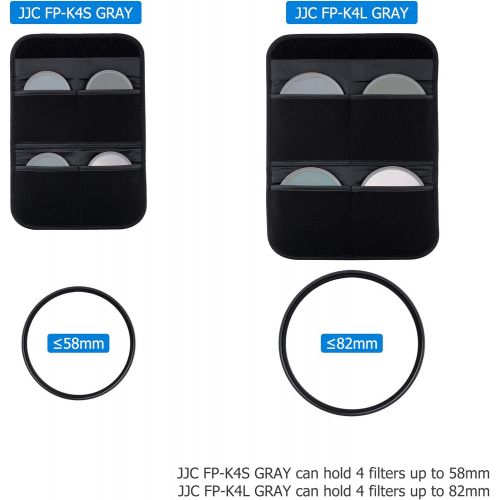  JJC Camera Lens Filter Pouch Case 4 Pockets for Circular Filters Up to 82mm(37mm, 40.5mm, 49mm, 52mm, 55mm, 58mm, 62mm, 67mm, 72mm, 77mm), UV ND CPL Filter Storage Holder with Padded E