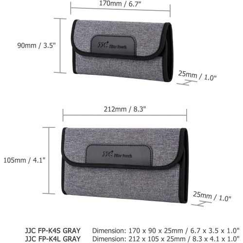  JJC Camera Lens Filter Pouch Case 4 Pockets for Circular Filters Up to 82mm(37mm, 40.5mm, 49mm, 52mm, 55mm, 58mm, 62mm, 67mm, 72mm, 77mm), UV ND CPL Filter Storage Holder with Padded E