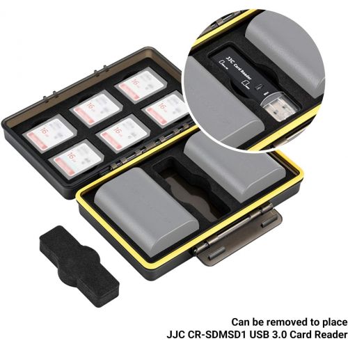  JJC LP-E6 LP-E6N Battery Case, SD Card and Camera Battery Holder for 6 SD 2 Battery, Water-Resistant & Shockproof, Battery Storage Box for Canon EOS R5C R5 R6 R 5D Mark IV 5D Mark III