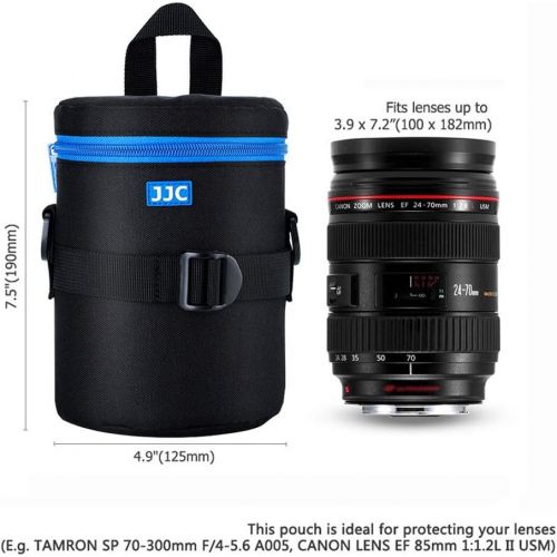  JJC Camera Lens Pouch Case for Canon EF 50mm f1.2/ EF 24-70mm EF 70-300mm Tamron SP 70-300mm & More, Zipper Polyester Lens Protective Bag Interior Size 3.94x7.17”