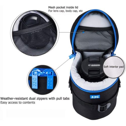  JJC Camera Lens Pouch Case for Canon EF 50mm f1.2/ EF 24-70mm EF 70-300mm Tamron SP 70-300mm & More, Zipper Polyester Lens Protective Bag Interior Size 3.94x7.17”