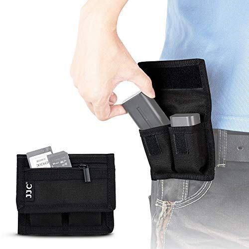  JJC Camera Battery Pouch Holder Case for 2 PCS Sony NP-F550 NP-FW50 NP-FZ100 NP-BX1 Canon LP-E6 LP-E8 LP-E10 LP-E12 LP-E17 Fuji NP-W126 Nikon EN-EL14 EN-EL15 with Zipped Pocket to Stor