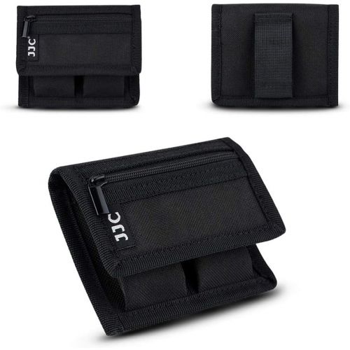  JJC Camera Battery Pouch Holder Case for 2 PCS Sony NP-F550 NP-FW50 NP-FZ100 NP-BX1 Canon LP-E6 LP-E8 LP-E10 LP-E12 LP-E17 Fuji NP-W126 Nikon EN-EL14 EN-EL15 with Zipped Pocket to Stor