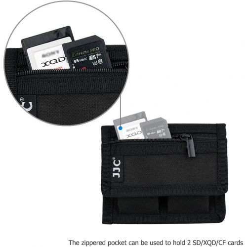  JJC Camera Battery Pouch Holder Case for 2 PCS Sony NP-F550 NP-FW50 NP-FZ100 NP-BX1 Canon LP-E6 LP-E8 LP-E10 LP-E12 LP-E17 Fuji NP-W126 Nikon EN-EL14 EN-EL15 with Zipped Pocket to Stor