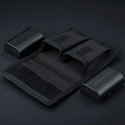  JJC Camera Battery Pouch Holder Case for 2 PCS Sony NP-F550 NP-FW50 NP-FZ100 NP-BX1 Canon LP-E6 LP-E8 LP-E10 LP-E12 LP-E17 Fuji NP-W126 Nikon EN-EL14 EN-EL15 with Zipped Pocket to Stor