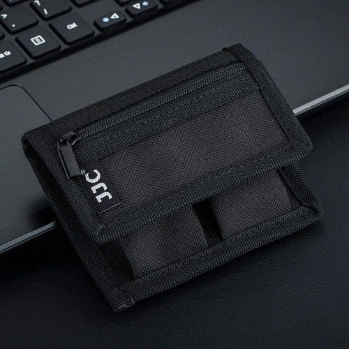  JJC Camera Battery Pouch Holder Case for 2 PCS Sony NP-F550 NP-FW50 NP-FZ100 NP-BX1 Canon LP-E6 LP-E8 LP-E10 LP-E12 LP-E17 Fuji NP-W126 Nikon EN-EL14 EN-EL15 with Zipped Pocket to Stor