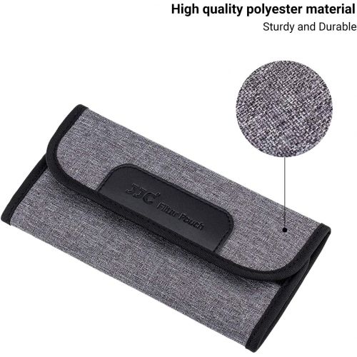  JJC 4 Pockets Filter Case for Round Filter Up to 58mm (37mm 40.5mm 43mm 46mm 49mm 52mm 55mm 58mm), Foldout Lens Filter Pouch with Microfiber Cleaning Cloth, Professional Photography Fi