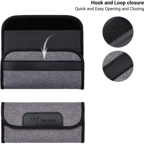  JJC 4 Pockets Filter Case for Round Filter Up to 58mm (37mm 40.5mm 43mm 46mm 49mm 52mm 55mm 58mm), Foldout Lens Filter Pouch with Microfiber Cleaning Cloth, Professional Photography Fi