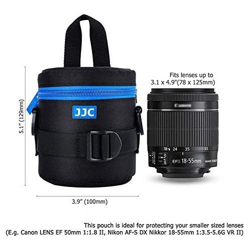  JJC Camera Lens Pouch Case for Canon EF-S 18-55mm EF 50mm Nikon AF-S 18-55mm Nikkor AF 50mm Fujifilm XF 16mm 23mm XC 15-45mm etc, Zipper Polyester Lens Protective Bag Interior Size