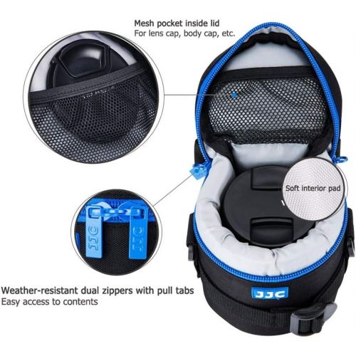  JJC Camera Lens Pouch Case for Canon EF-S 18-55mm EF 50mm Nikon AF-S 18-55mm Nikkor AF 50mm Fujifilm XF 16mm 23mm XC 15-45mm etc, Zipper Polyester Lens Protective Bag Interior Size