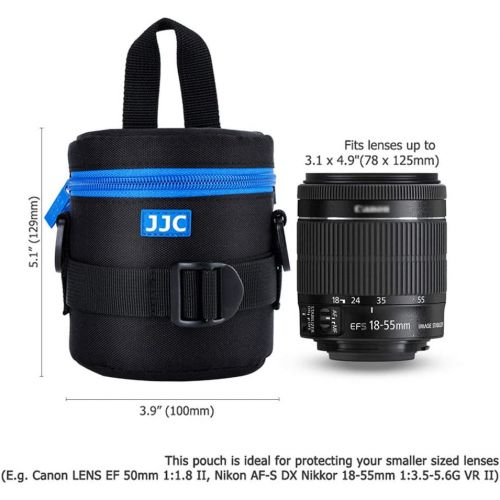  JJC Camera Lens Pouch Case for Canon EF-S 18-55mm EF 50mm Nikon AF-S 18-55mm Nikkor AF 50mm Fujifilm XF 16mm 23mm XC 15-45mm etc, Zipper Polyester Lens Protective Bag Interior Size