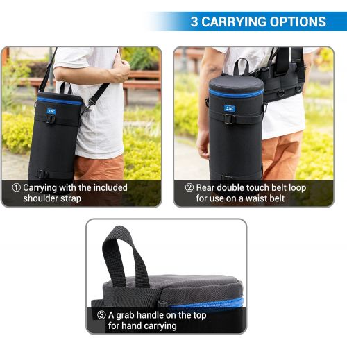  JJC Extra Large Thick Camera Lens Pouch Bag Case for Sony FE 200-600mm F5.6-6.3 G OSS Super Telephoto Zoom Lens SEL200600G Fits Reversed ALC-SH157 Lens Hood FE 1.4X 2.0X Teleconver