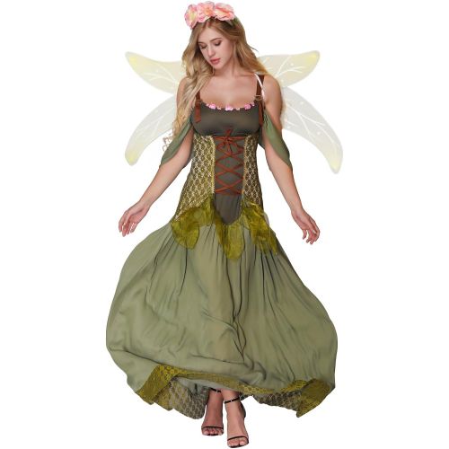  할로윈 용품JJ-GOGO Fairy Costume Women - Forest Princess Costume Adult Halloween Fairy Tale Godmother Costumes